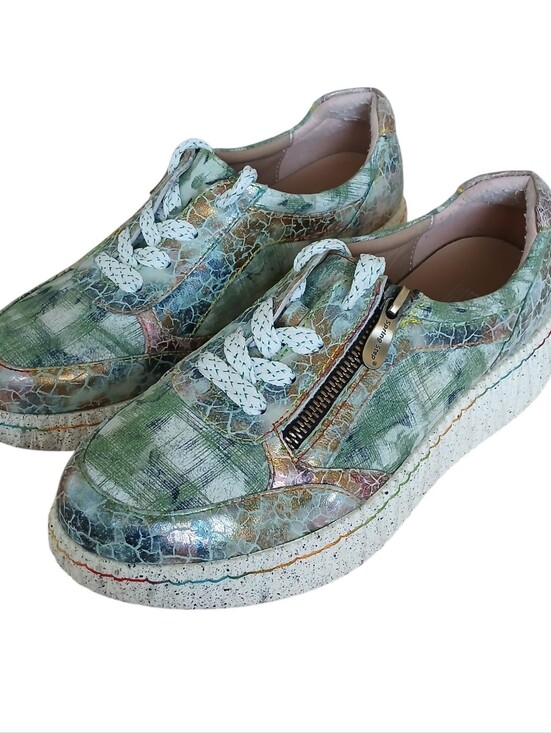 L'artiste Shoes - L'ARTISTE SPRING STEP Hand Painted Metallic Leather Platform Sneakers Women's 8